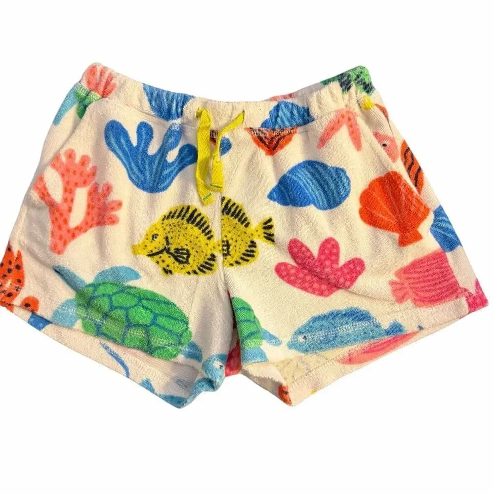 Mini Boden Terry Sea Life Shorts 9 Years